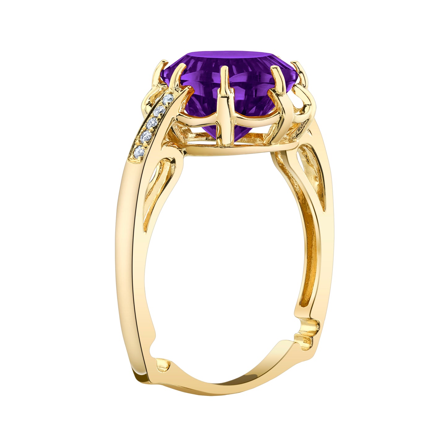 14K 3.00ct Fancy Octagon Cut Amethyst and Diamond Ring