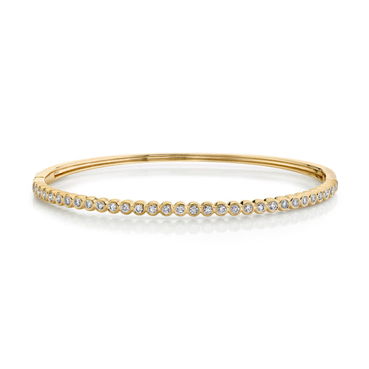 14K 0.85cttw Round VS White Diamond Bezel Set Bangle