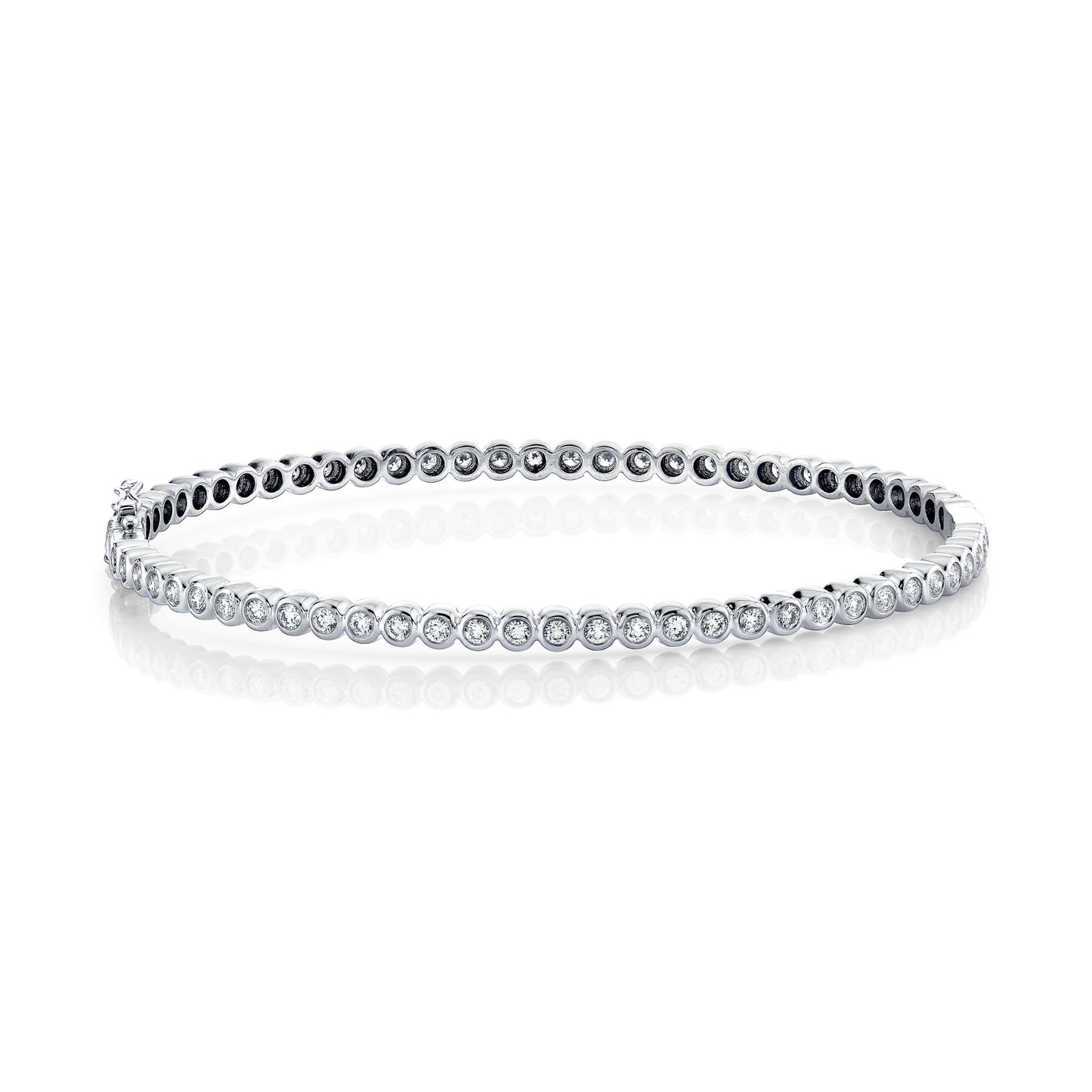 14K 1.70cttw Round VS White Diamond Bezel Set Eternity Bangle