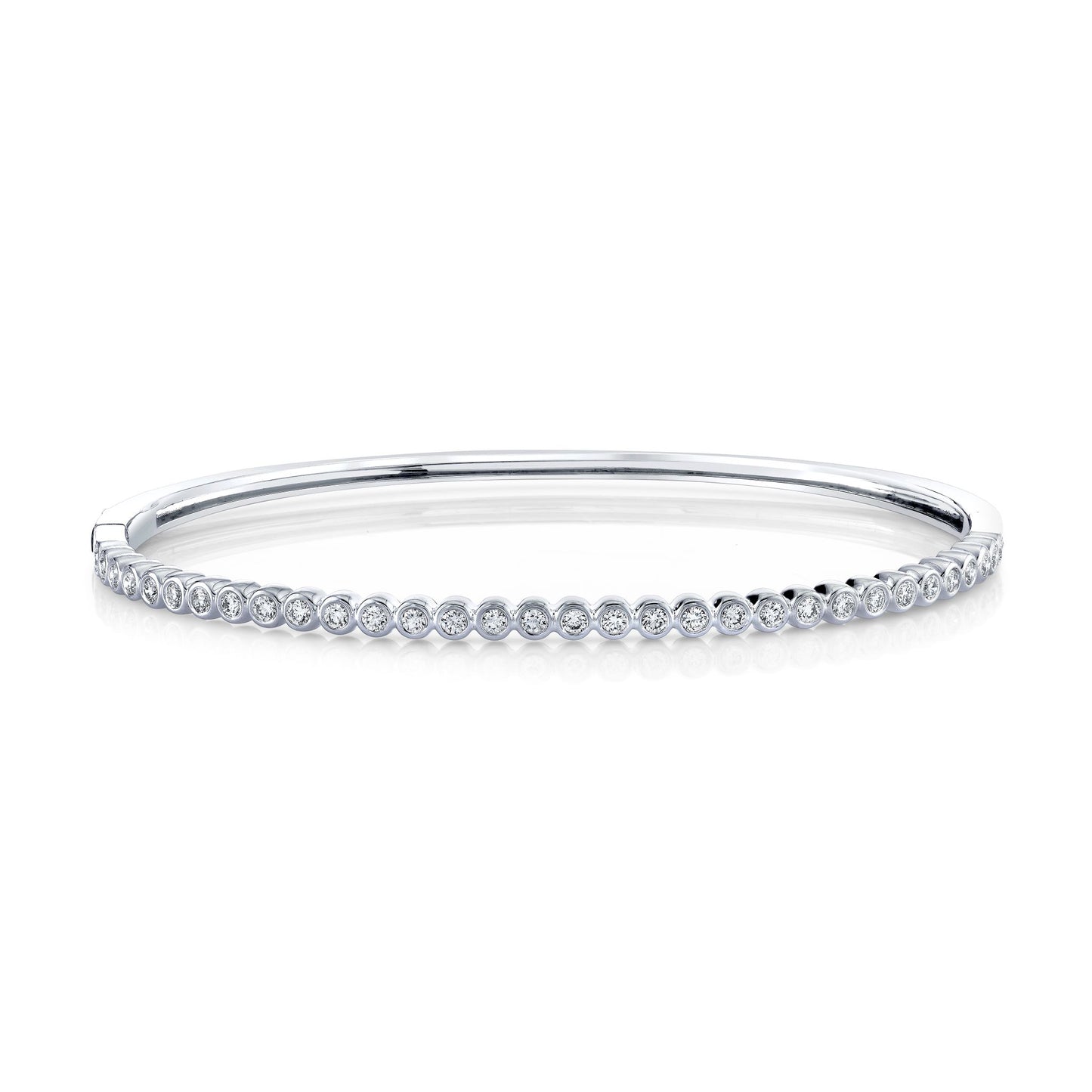 14K 0.85cttw Round VS White Diamond Bezel Set Bangle