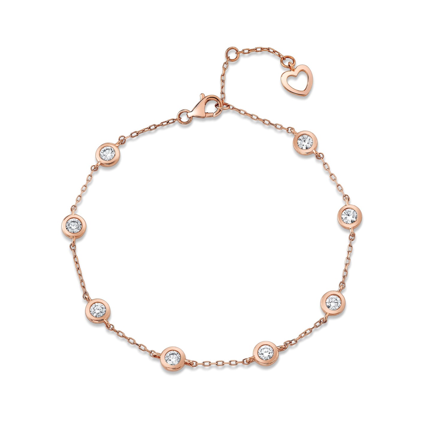 14K 1.04cttw Round VS White Diamond Station Bracelet