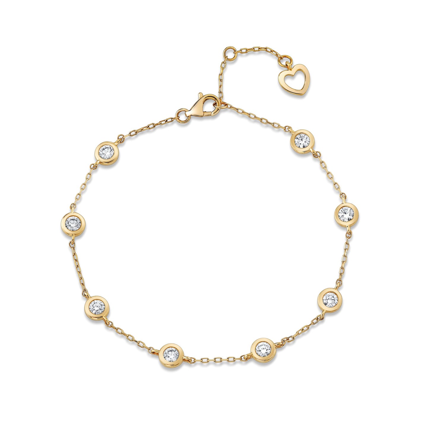 14K 1.04cttw Round VS White Diamond Station Bracelet
