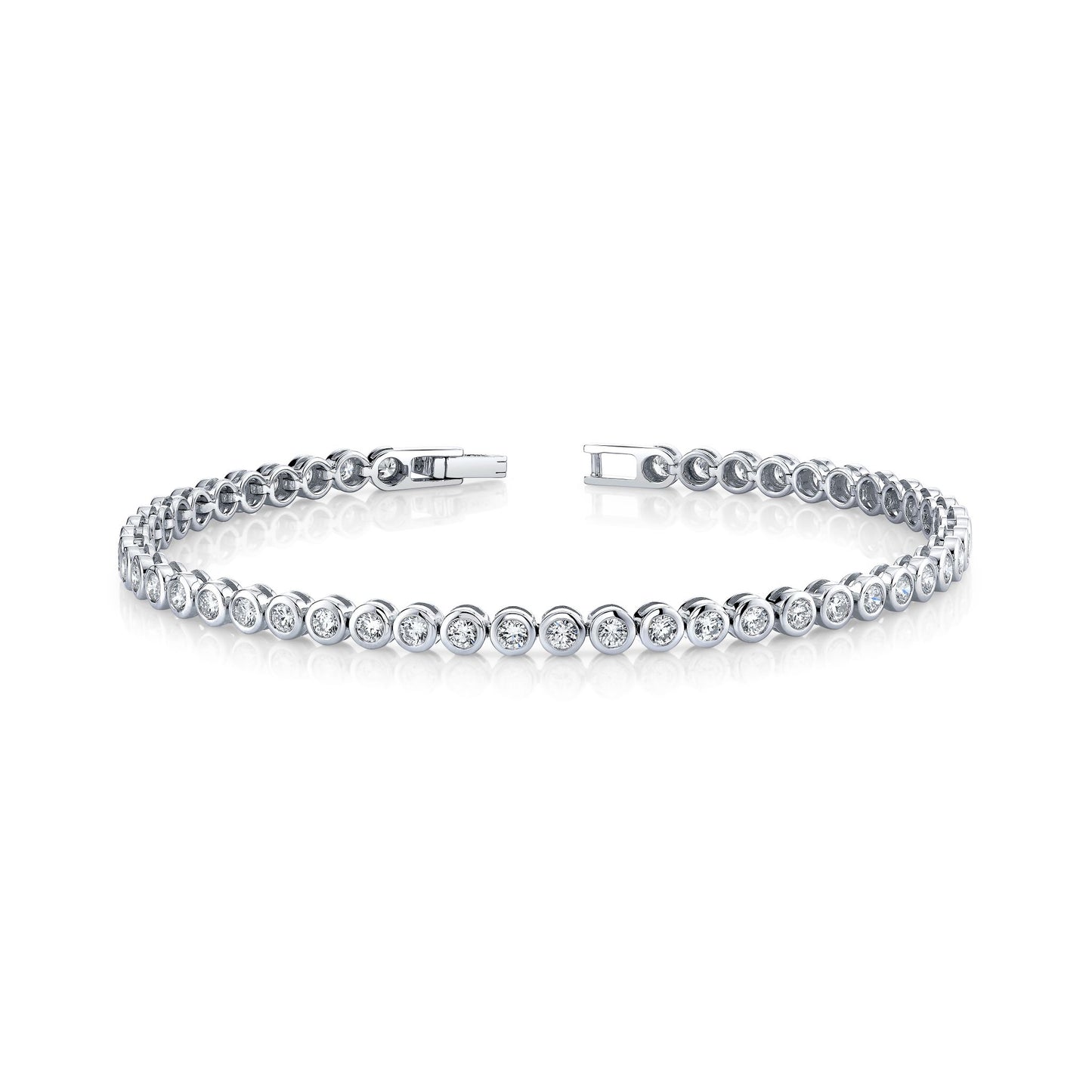 14K 2.66cttw Round VS White Diamond Bezel Set Tennis Bracelet