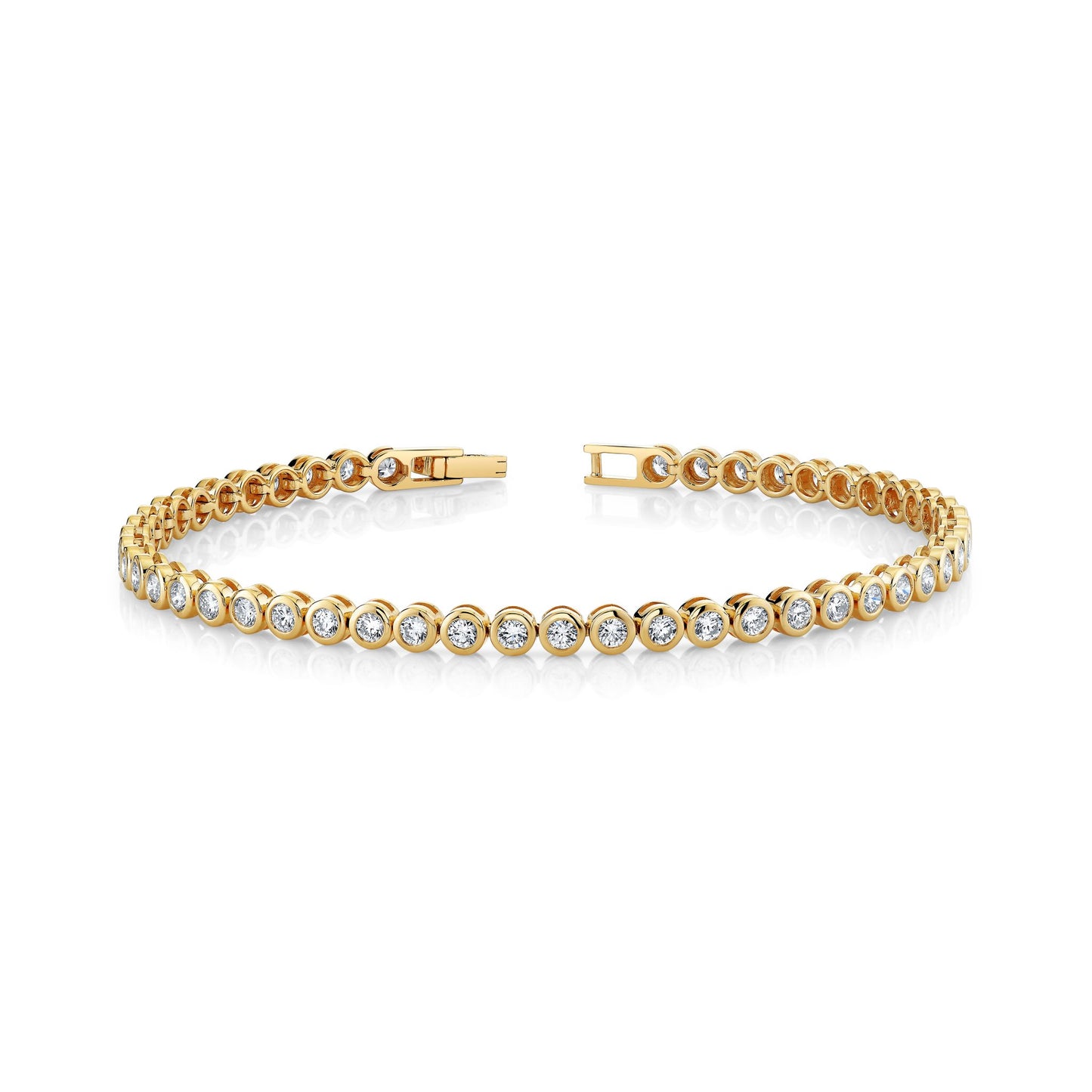 14K 2.66cttw Round VS White Diamond Bezel Set Tennis Bracelet