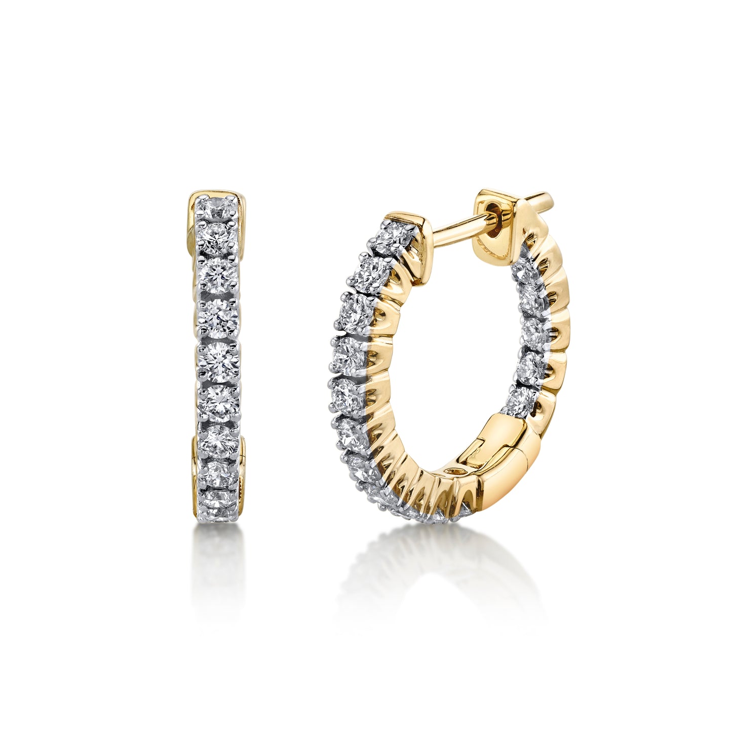 14K 0.82cttw VS White Diamond Inside Out 1/2" Hoop Earrings