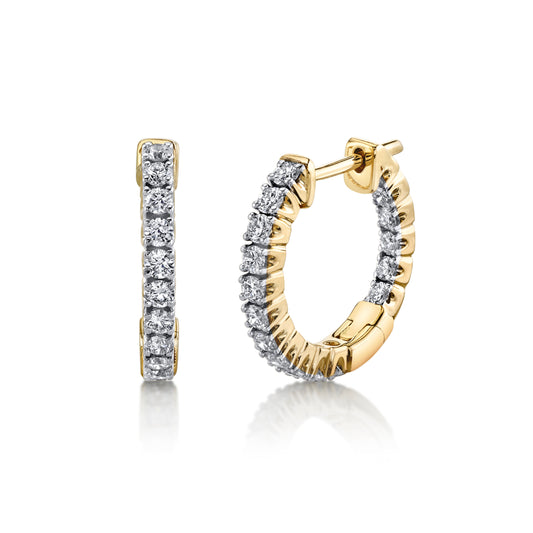 14K 0.82cttw VS White Diamond Inside Out 1/2" Hoop Earrings