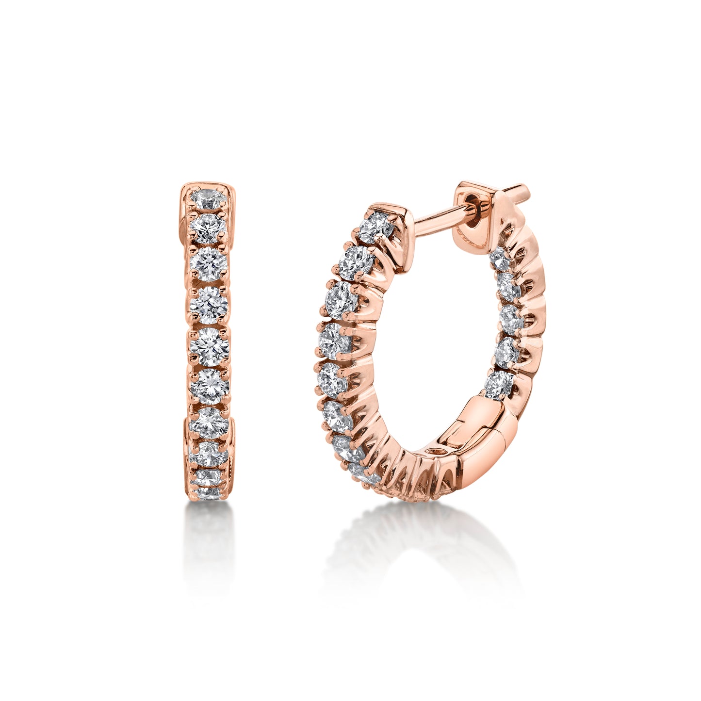 14K 0.82cttw VS White Diamond Inside Out 1/2" Hoop Earrings
