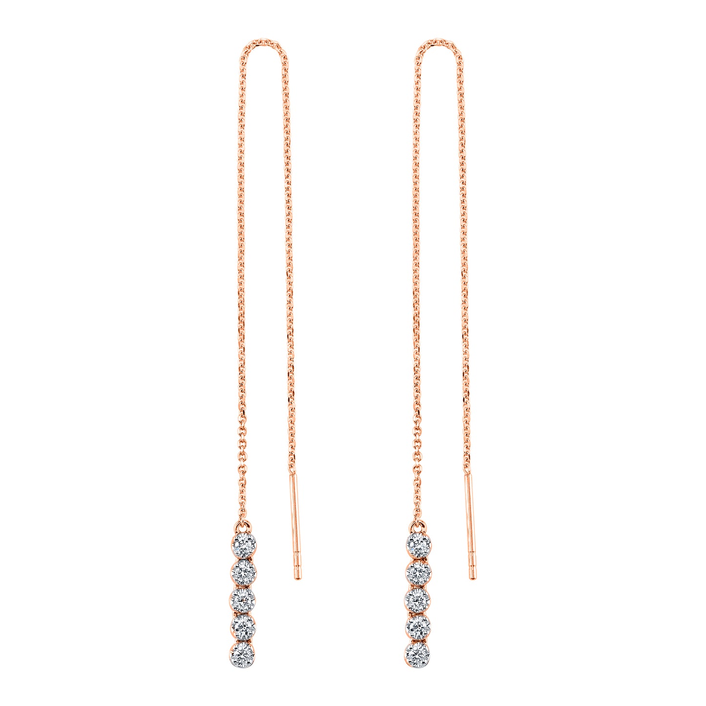14K 0.21cttw VS White Diamond Threader Earrings
