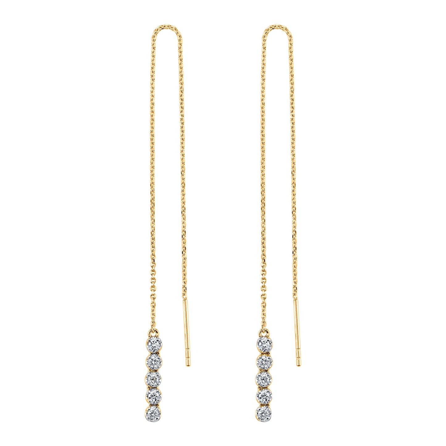 14K 0.21cttw VS White Diamond Threader Earrings