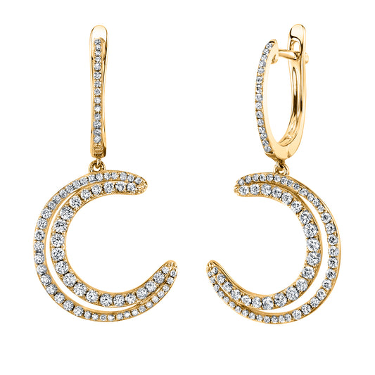 14K 1.00cttw VS White Diamond Crescent Moon Drop Earrings