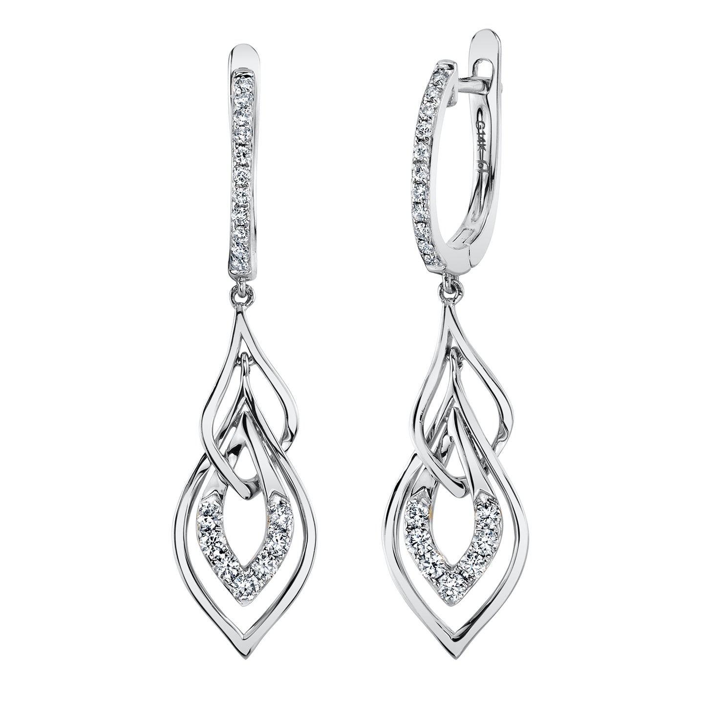 14K 0.49cttw VS White Diamond Drop Earrings