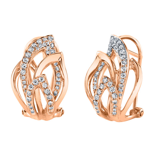 14K 0.50cttw VS White Diamond Flame Huggie Earrings
