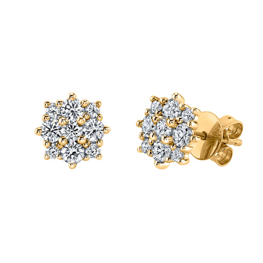 14K 0.75cttw VS White Diamond Cluster Stud Earrings