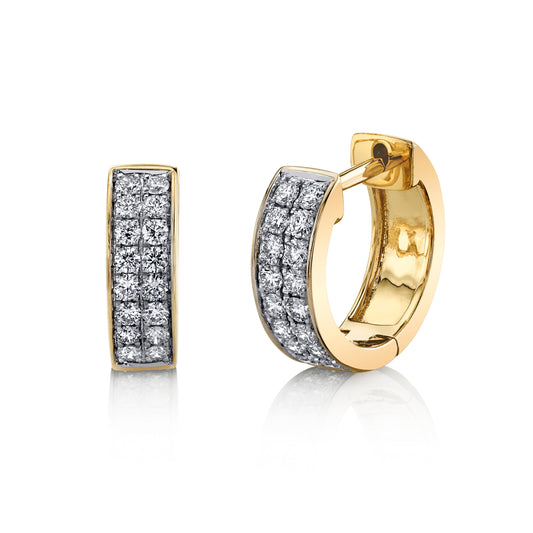 14K gold 0.61cttw VS white diamond pavé huggie earrings