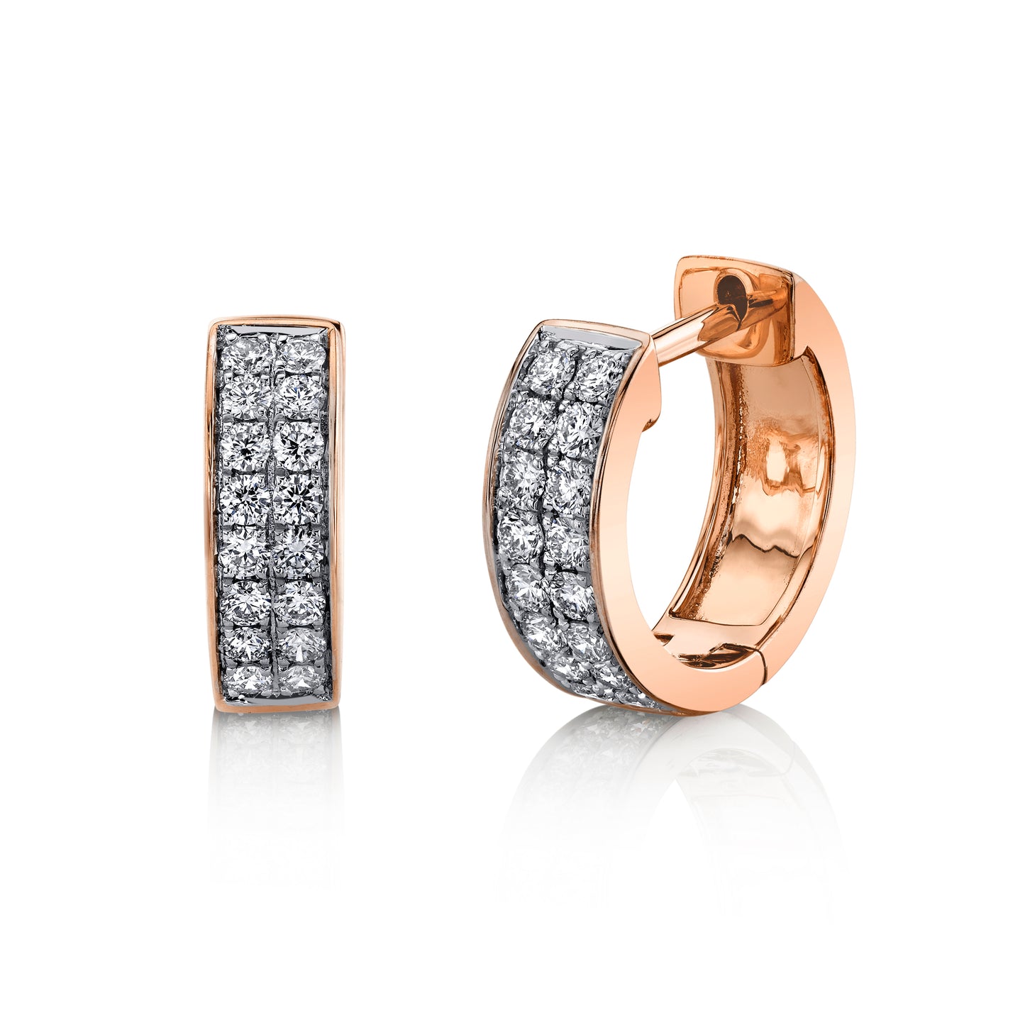 14K 0.61cttw VS White Diamond Pavé Huggie Earrings