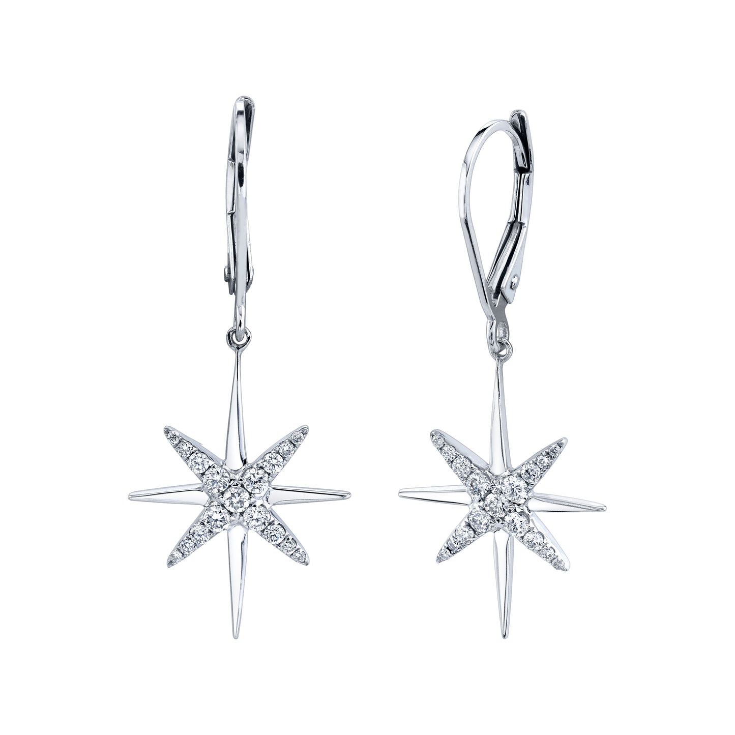 14K 0.36cttw VS White Diamond North Star Drop Earrings