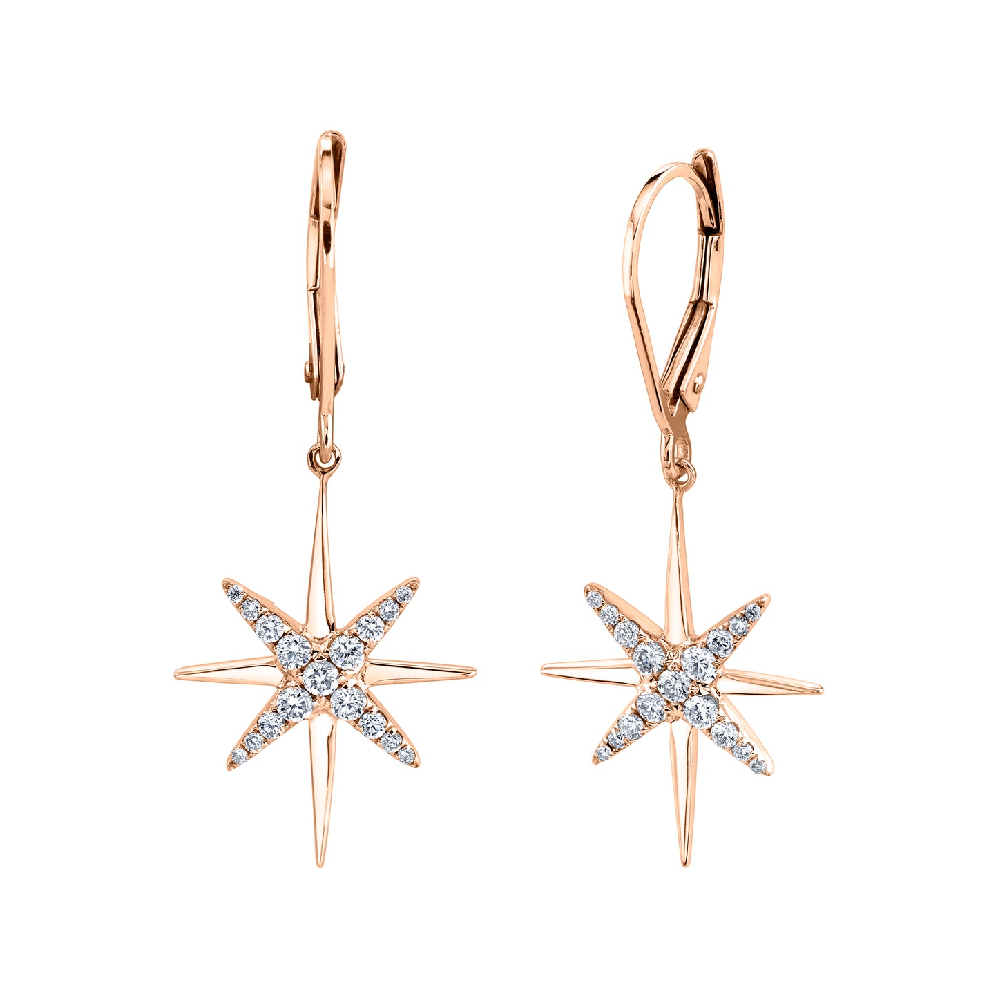 14K 0.36cttw VS White Diamond North Star Drop Earrings