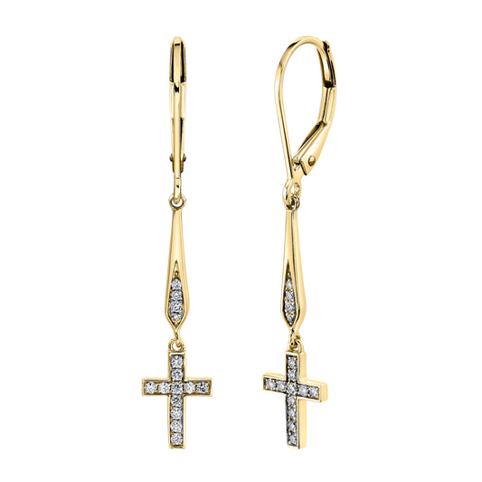 Petite Cross VS White Diamond Drop Earrings