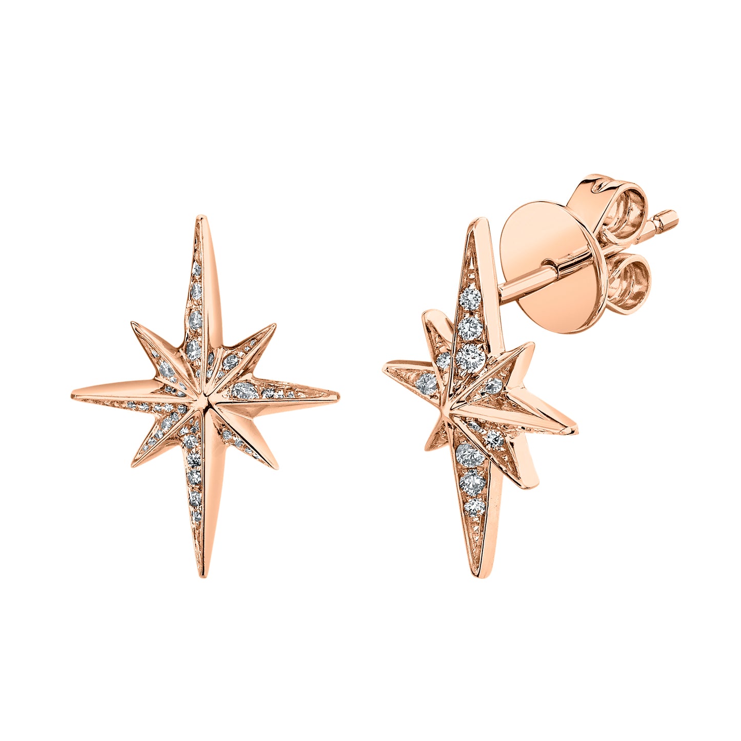 Petite VS White Diamond North Star Stud Earrings