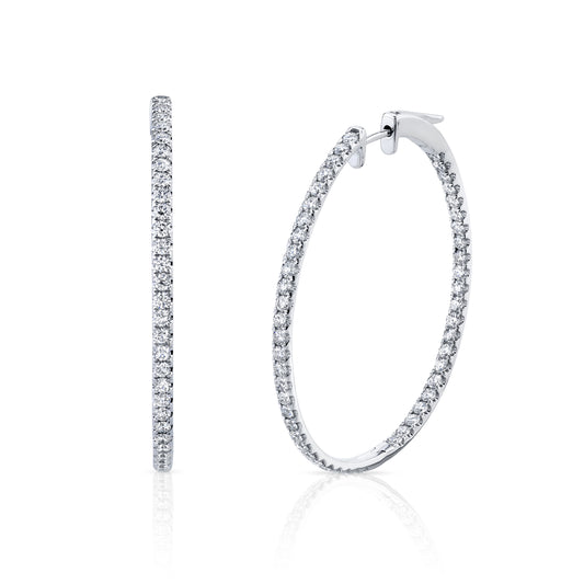 14K 4.10cttw VS White Diamond Inside Out 2" Oval Hoop Earrings
