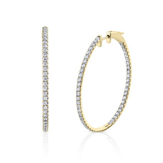 14K 4.10cttw VS White Diamond Inside Out 2" Oval Hoop Earrings