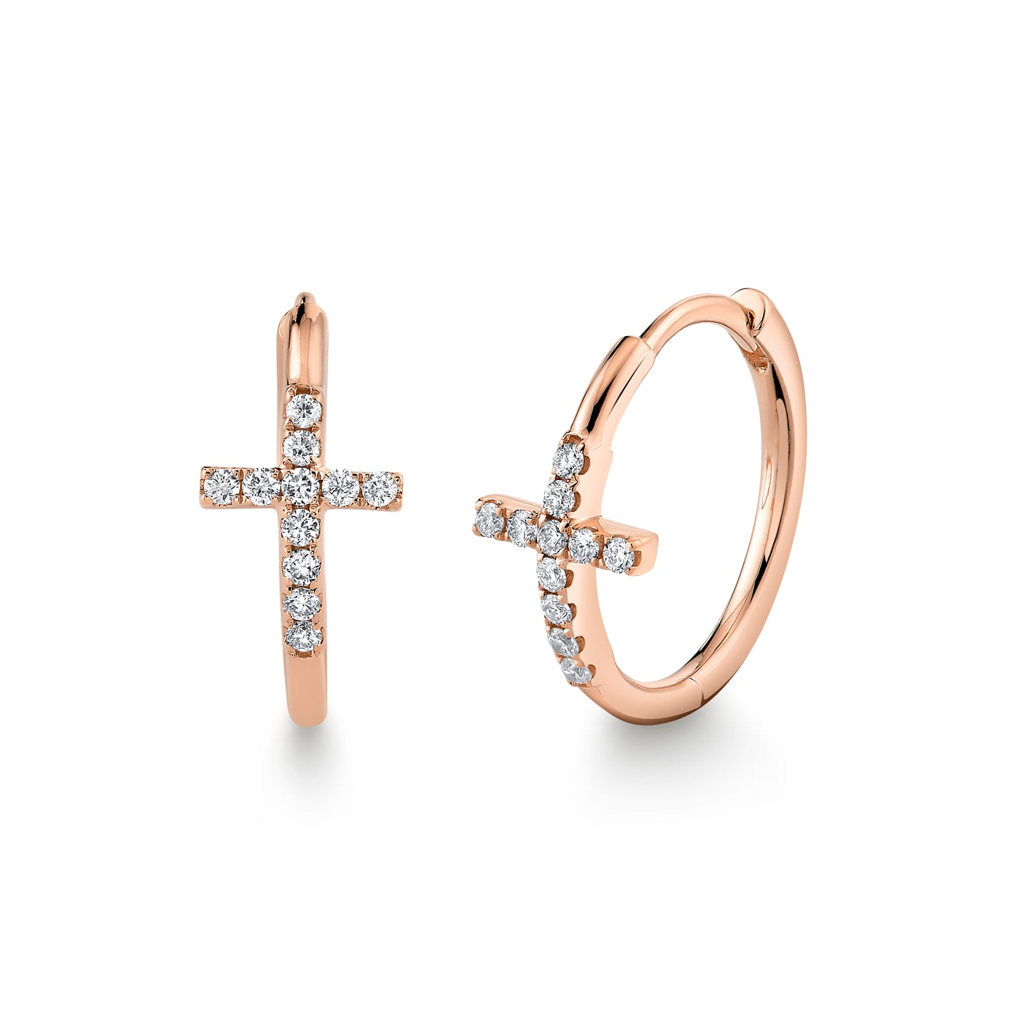 Petite VS White Diamond Cross Huggie Earrings