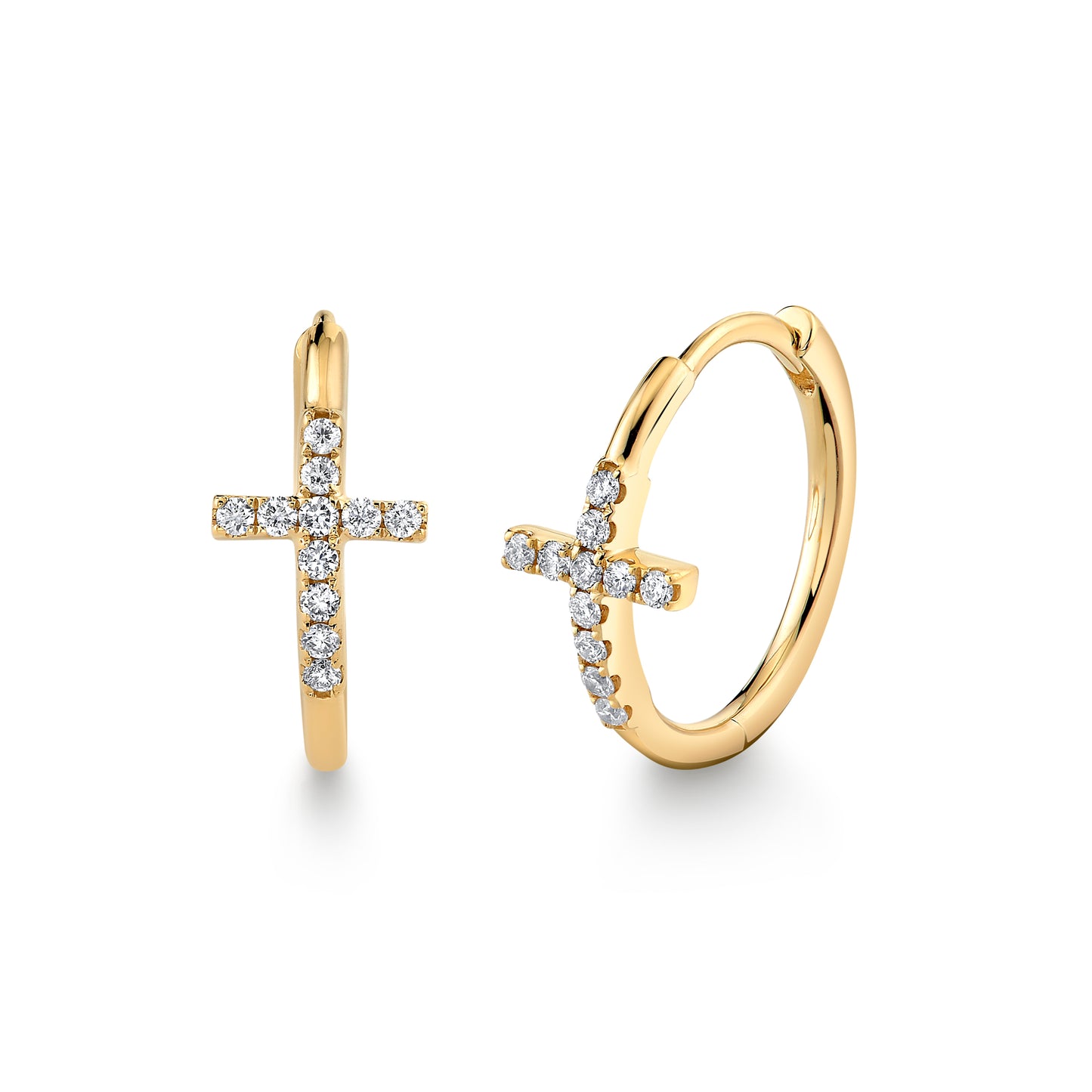 Petite VS White Diamond Cross Huggie Earrings