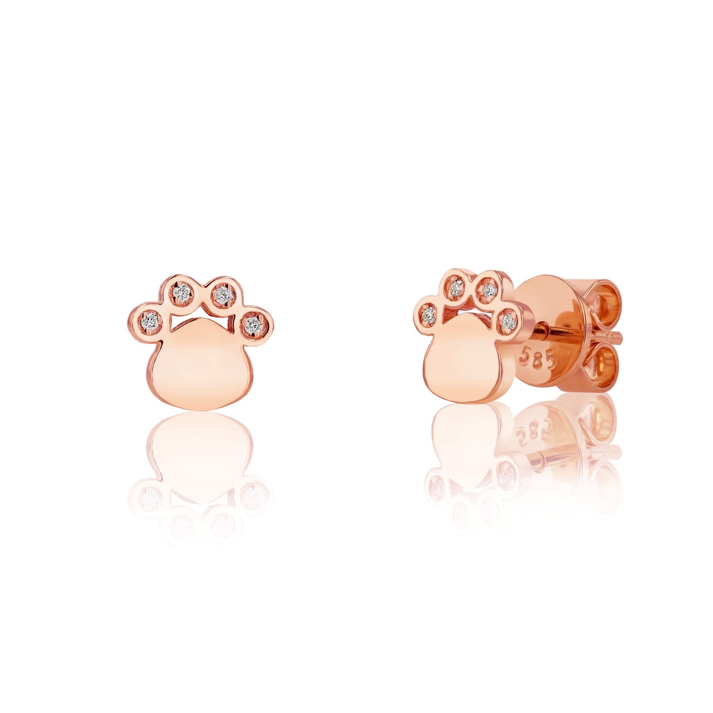 Petite VS White Diamond Paw Stud Earrings