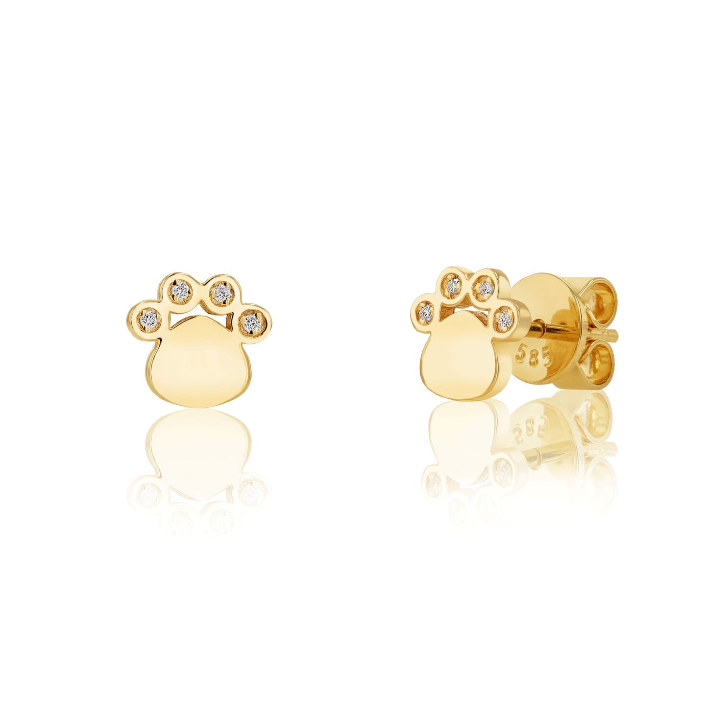 Petite VS White Diamond Paw Stud Earrings