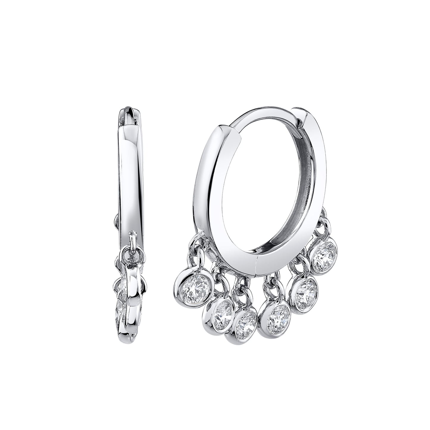 14K 0.55cttw VS White Diamond Charm Hoop Earrings