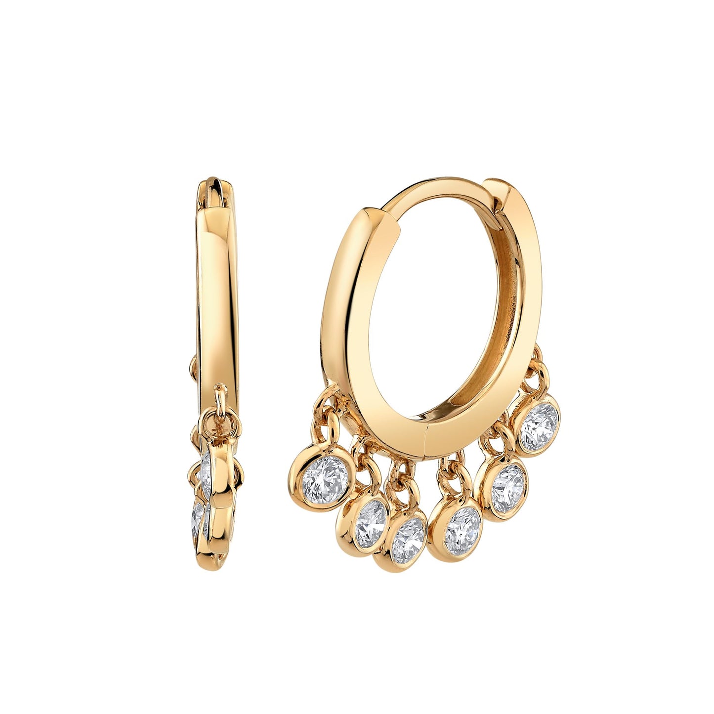 14K 0.55cttw VS White Diamond Charm Hoop Earrings