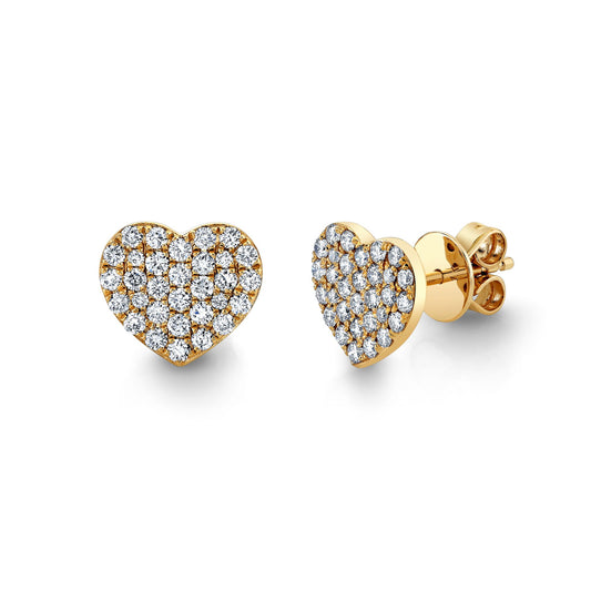 14K 0.54cttw Pavé VS White Diamond Heart Stud Earrings