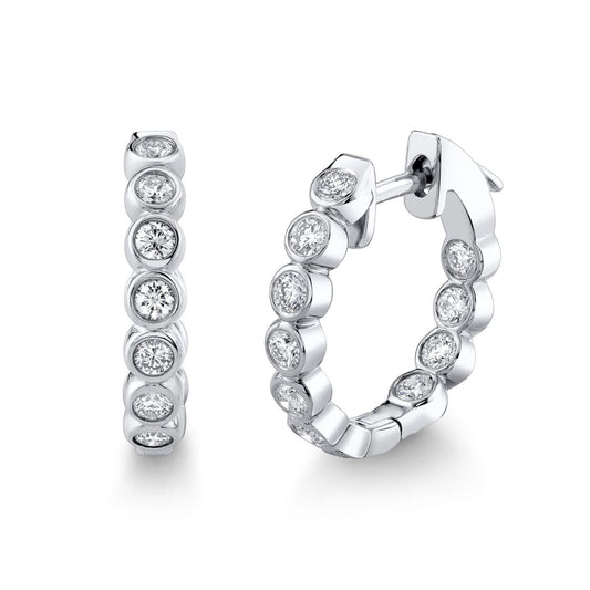 14K 1.01cttw Bezel Set VS White Diamond Inside Out 3/4" Hoop Earrings