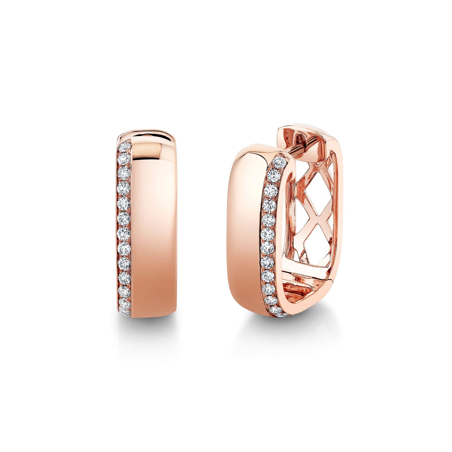 14K 0.34cttw VS White Diamond 3/4" Squared Hoop Earrings