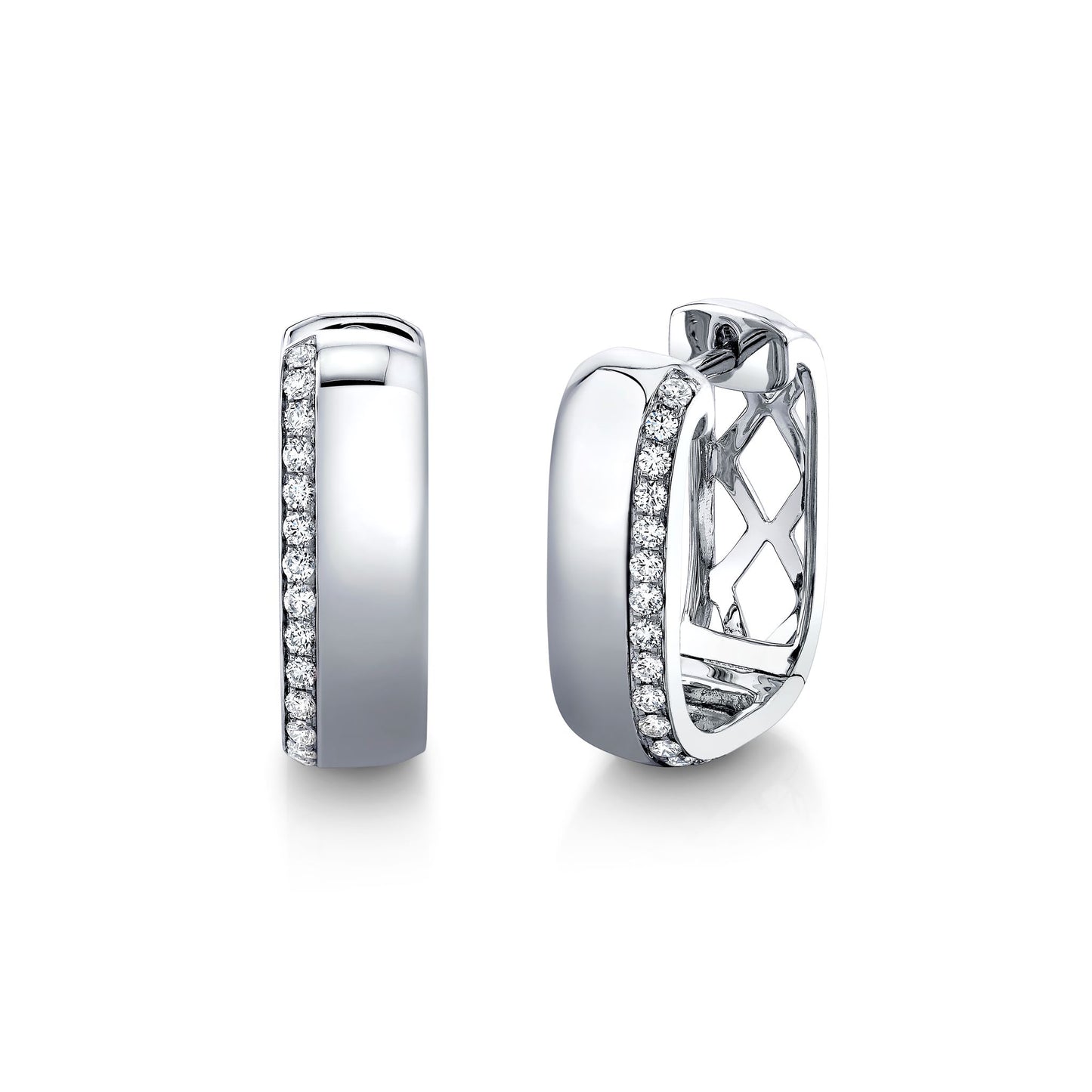 14K 0.34cttw VS White Diamond 3/4" Squared Hoop Earrings