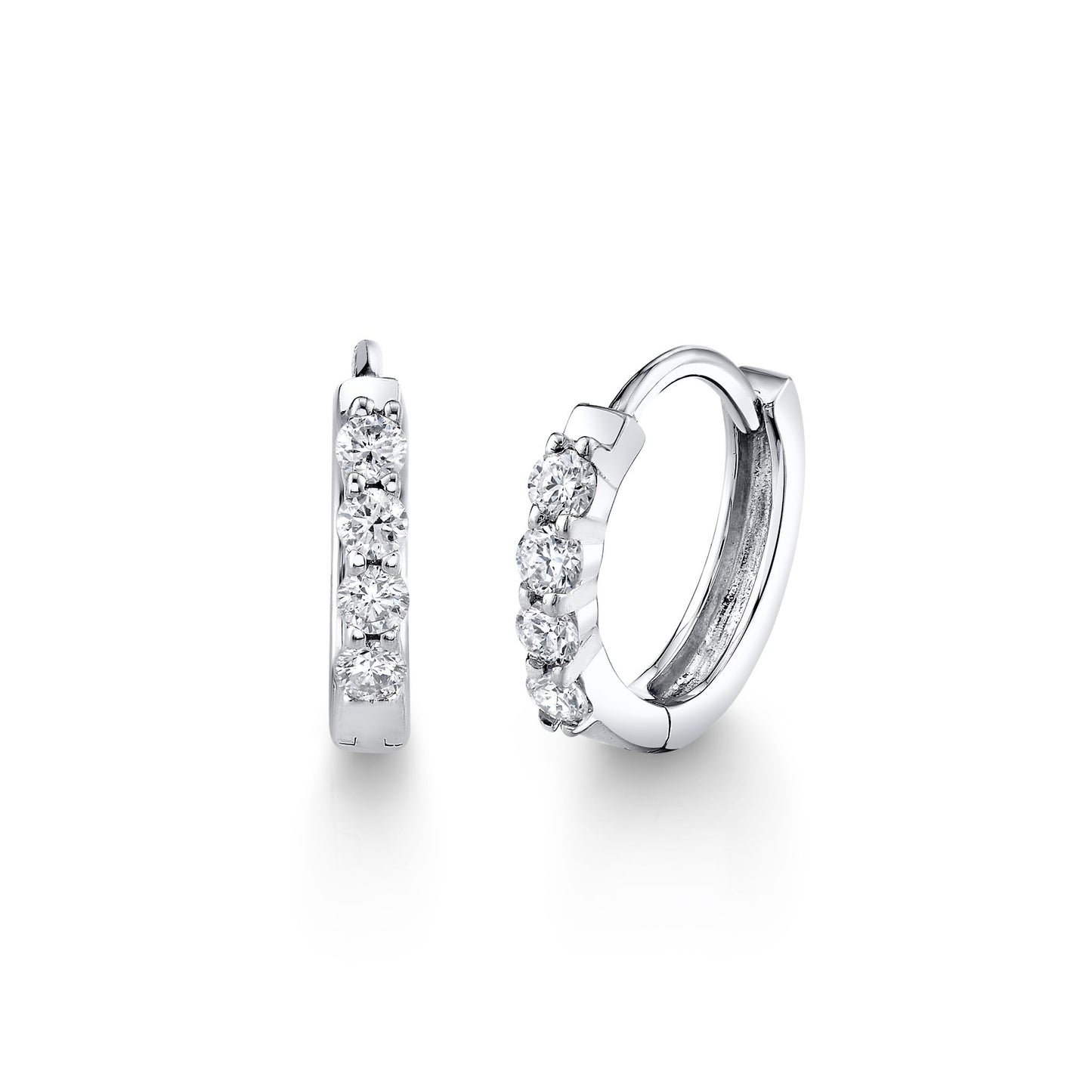TVON 14K 0.15cttw VS Diamond Huggie Earrings