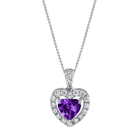14K 1.11ct Heart Shape Amethyst 0.35cttw VS Diamond Pendant