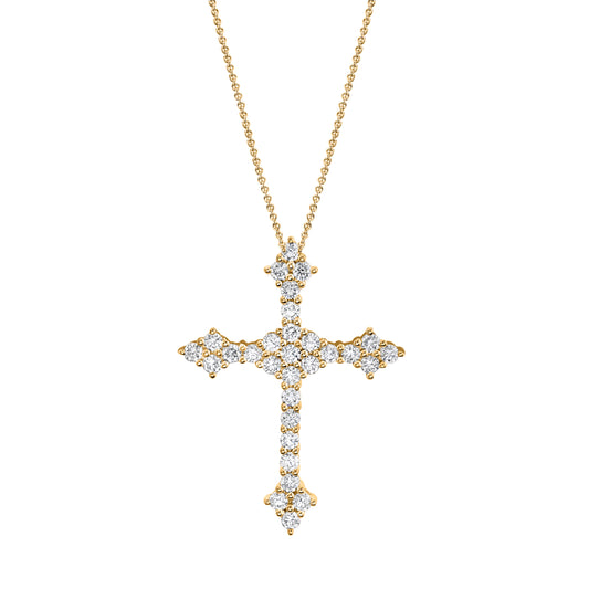 14K 0.90cttw VS White Diamond Cross Pendant