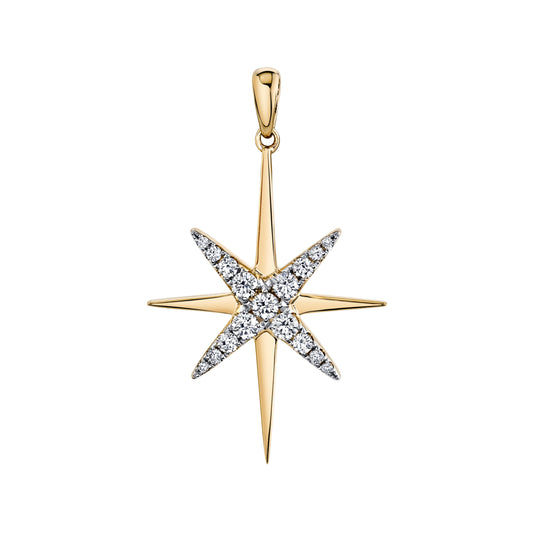 14K 0.51cttw VS White Diamond North Star Pendant