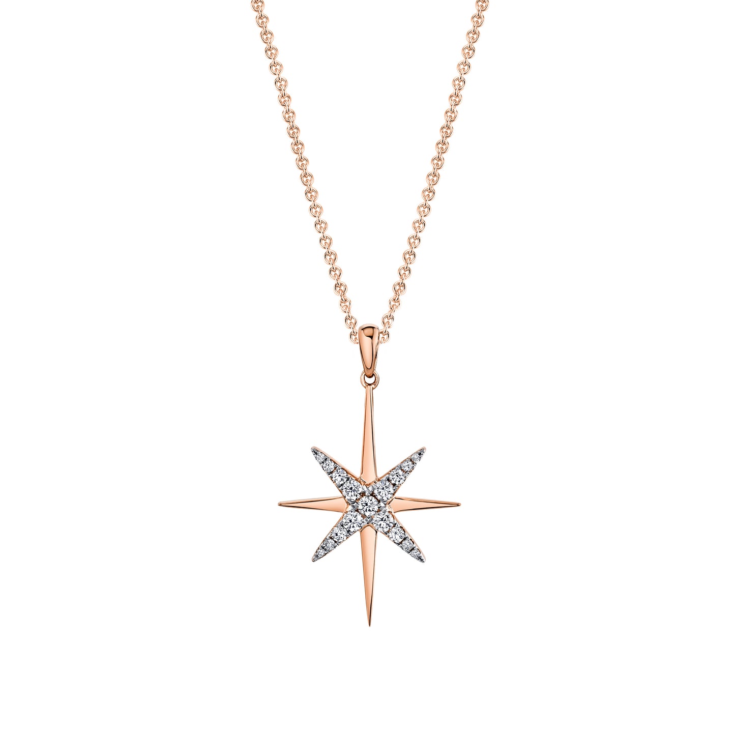 14K 0.51cttw VS White Diamond North Star Pendant