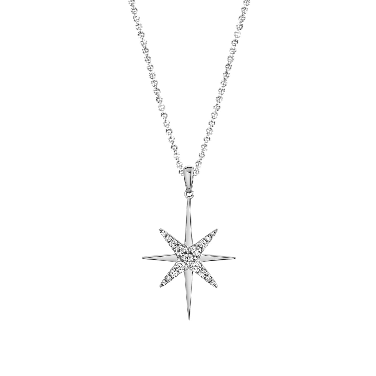 14K 0.51cttw VS White Diamond North Star Pendant