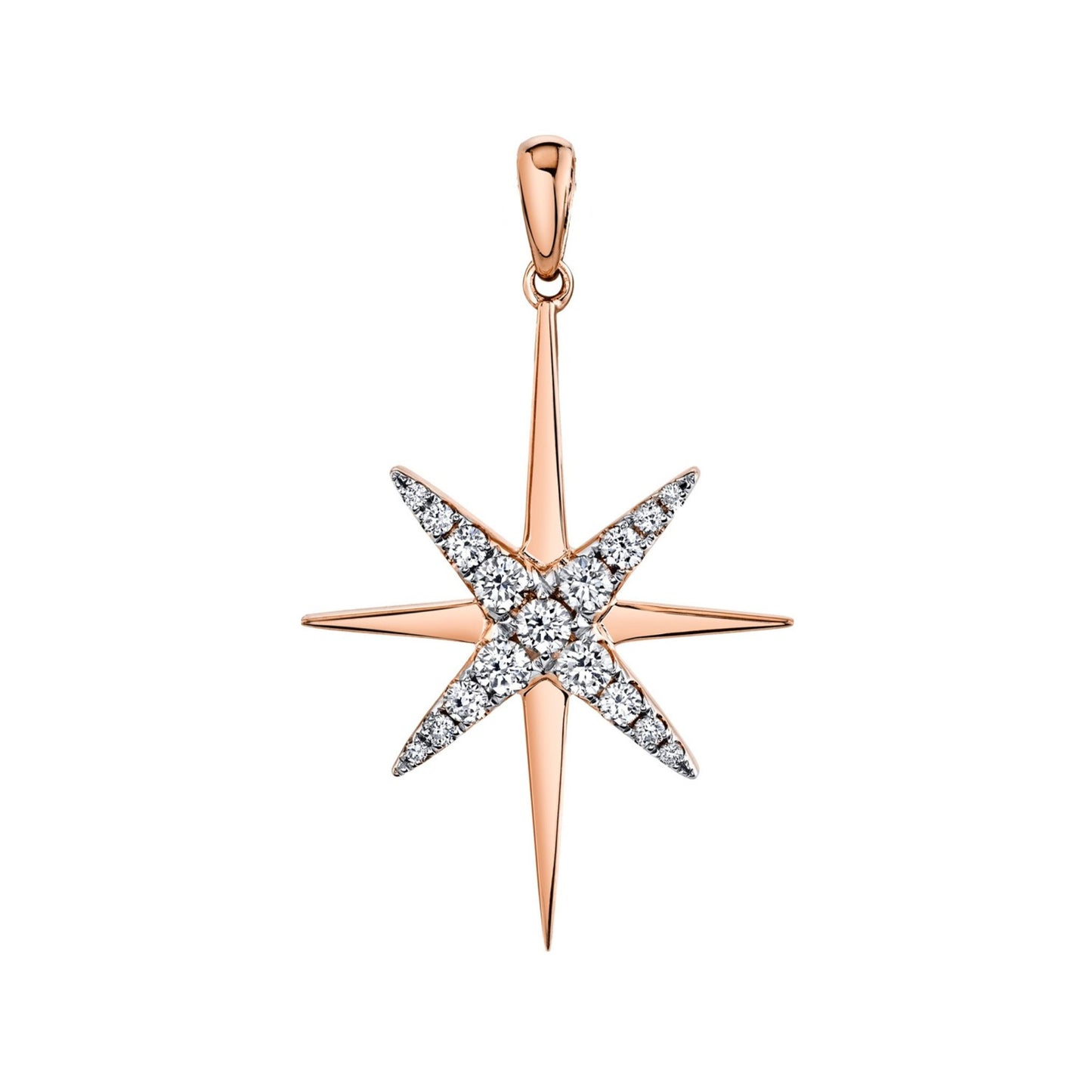 14K 0.51cttw VS White Diamond North Star Pendant