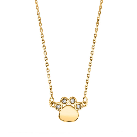 Petite VS White Diamond Paw Necklace