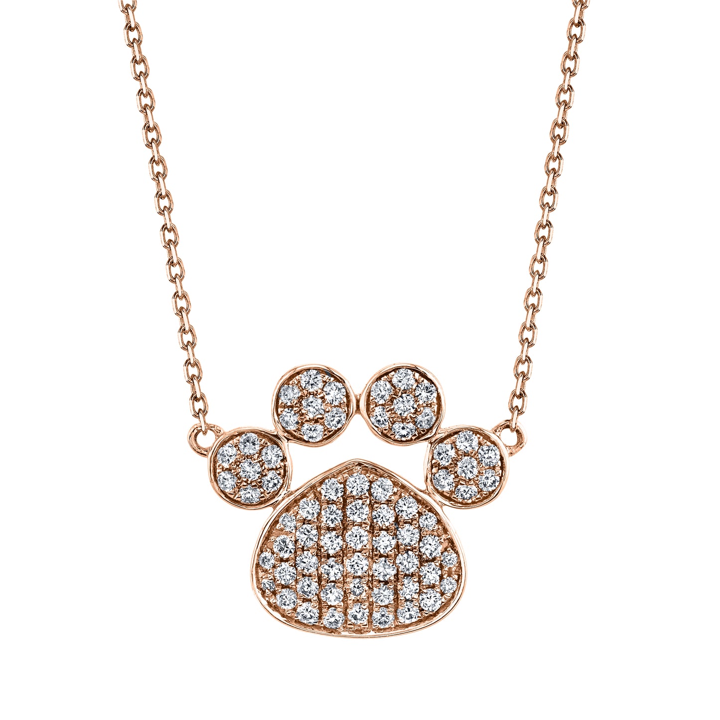 14K 0.43cttw VS White Diamond Pavé Paw Necklace
