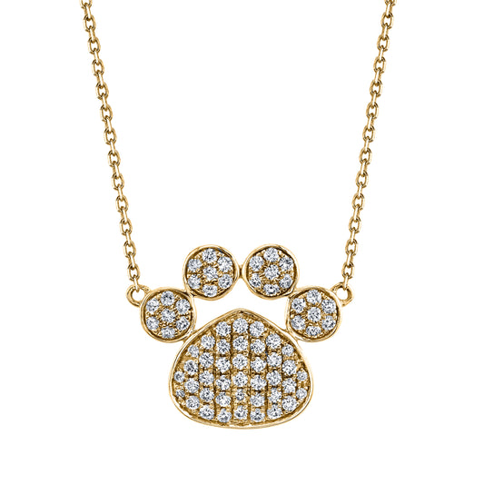 14K 0.43cttw VS White Diamond Pavé Paw Necklace