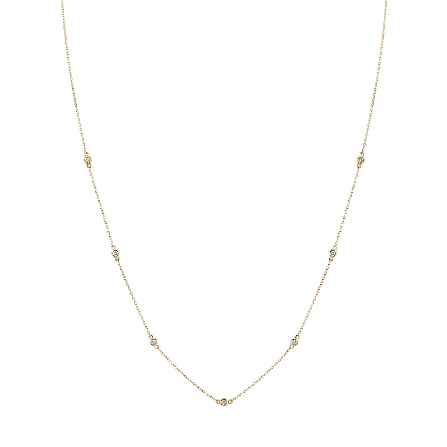 14K 0.10cttw VS White Diamond Station Necklace