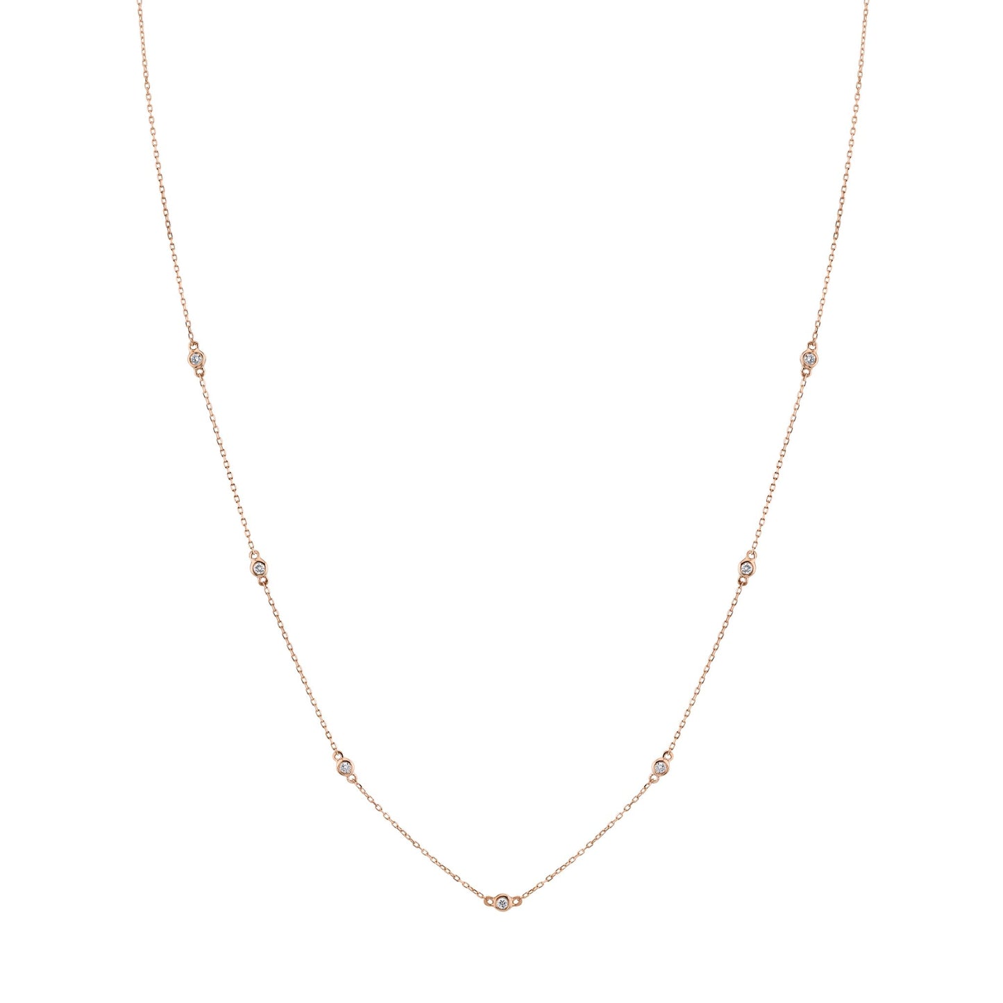14K 0.10cttw VS White Diamond Station Necklace