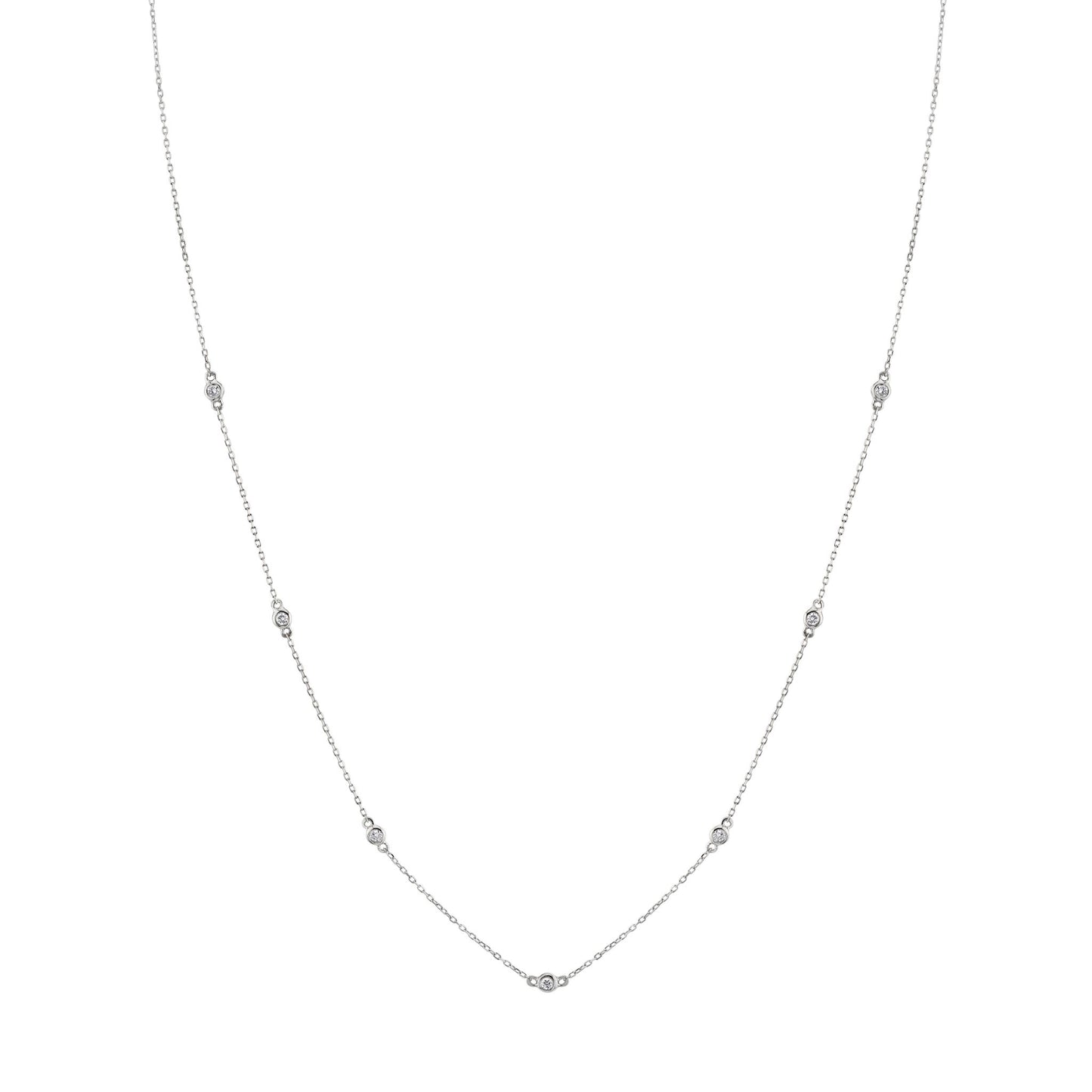 14K 0.10cttw VS White Diamond Station Necklace