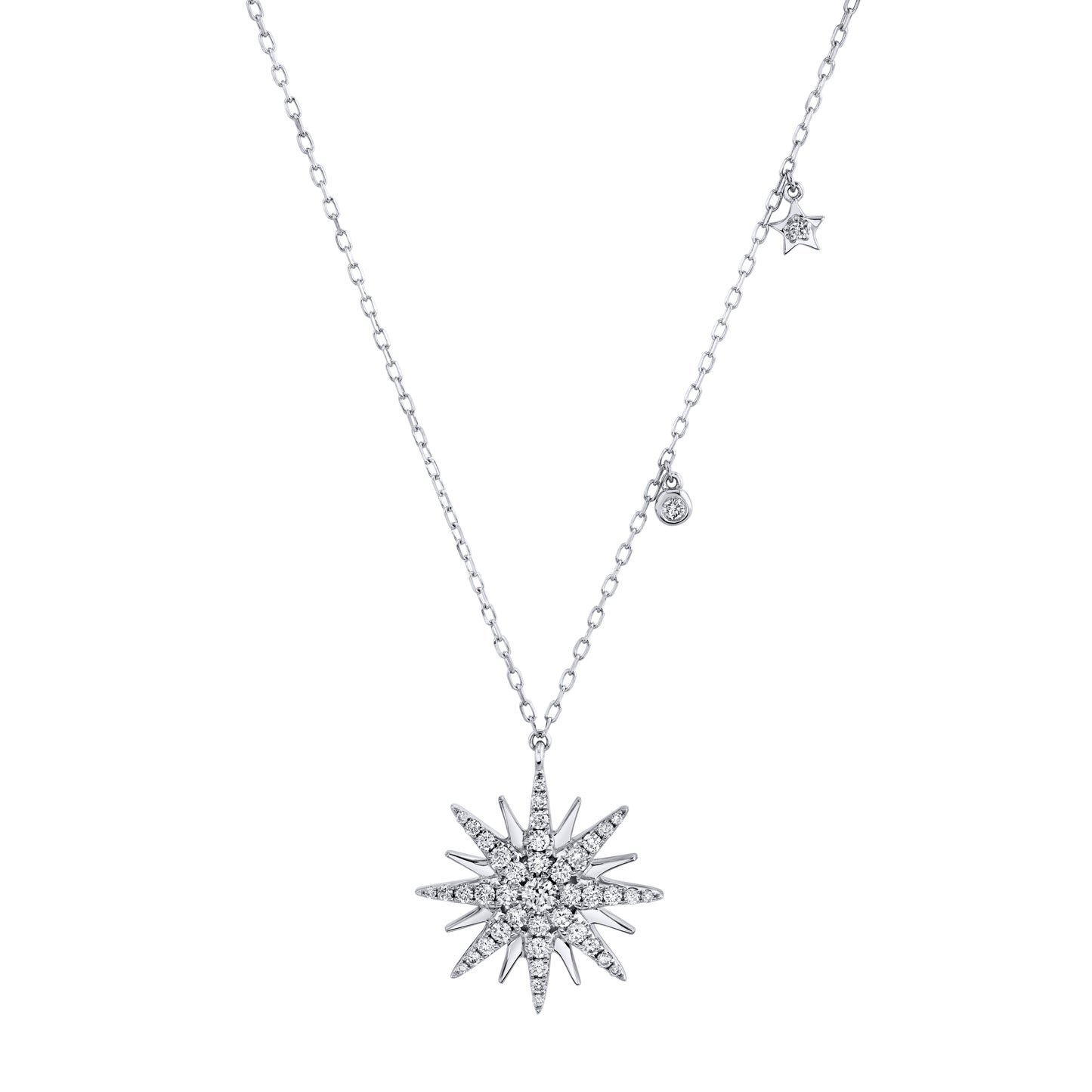 14K 0.62cttw VS White Diamond Star Necklace