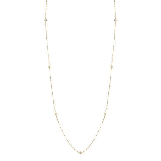 14K 0.55cttw VS White Diamond Station Necklace